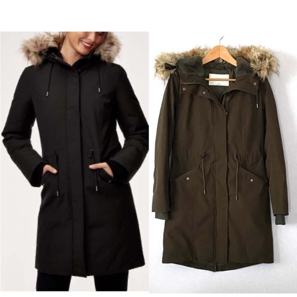 Aritzia Wilfred Beaufort Parka Coat In Dark Forest Green XS
